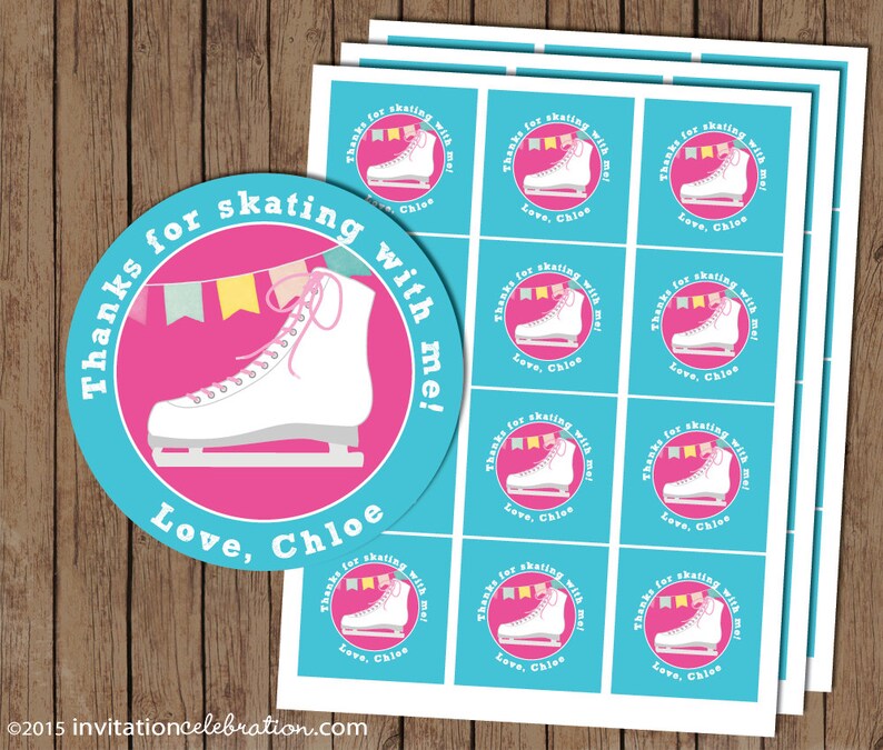 Ice Skating Favor Tags Thank You Stickers PRINTABLE Etsy