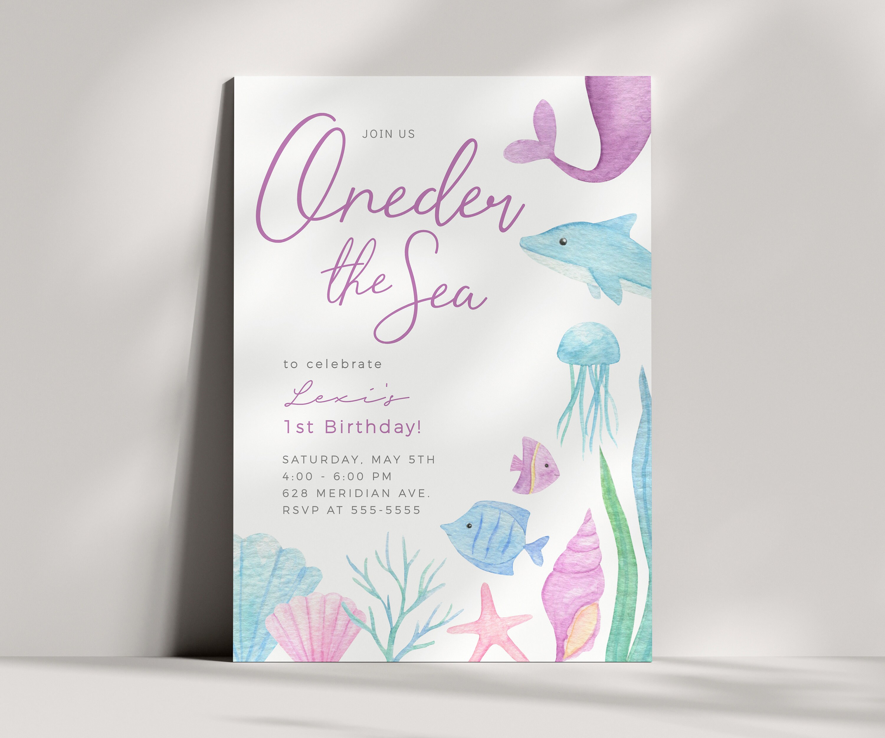 Oneder the Sea Invitation Under the Sea First Birthday Invite Mermaid 1st Birthday  Invitation Modern Sea Animals EDITABLE DIY -  Canada