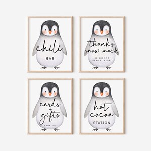Letreros para fiestas de pingüinos: mesa de regalos, barra de chile, chocolate caliente, tarjetas de regalo, baby shower de invierno, cumpleaños ártico, imprimibles, DESCARGA INMEDIATA