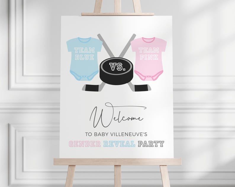 Ice Hockey Gender Reveal Party Invitation - Team Blue Team Pink - Baby Gender Reveal - Digital or Printable - Edit Yourself - DIY image 9