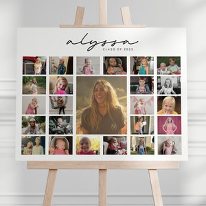 Graduation Photo Collage Template, 25 Pictures, Through the Years Sign, Class of 2026, Photo Board, Instant Download, EDITABLE