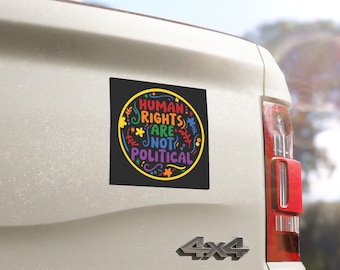 Imán para coche "Los derechos humanos no son políticos", imán "Orgullo de la igualdad", imán para parachoques "Arcoíris progresista", regalo para activistas