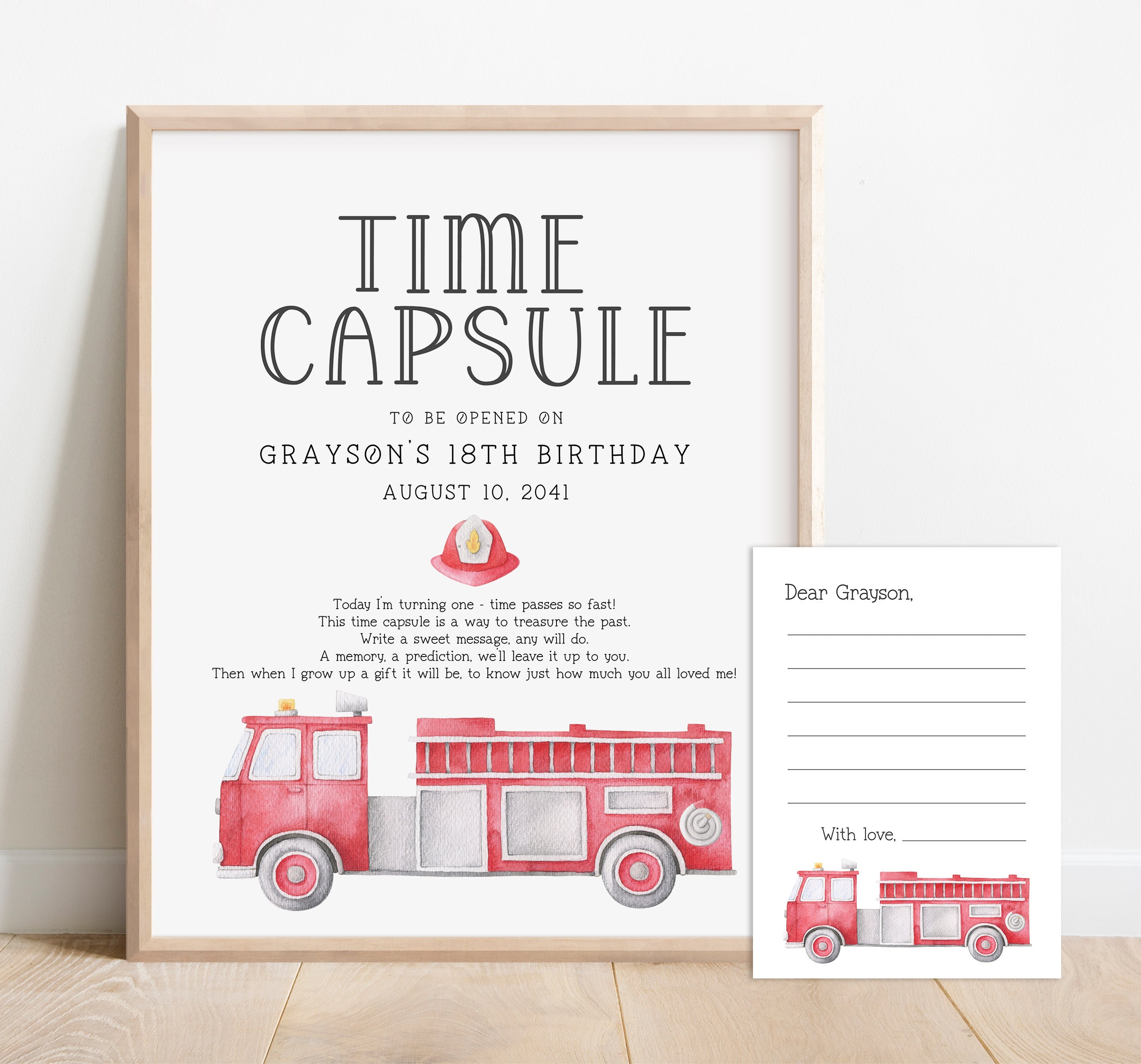Firetruck 1st Birthday Highchair Banner - Firefighter Theme Decorations For Boy's First Birthday