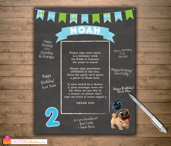 Puppy Dog Pals Party - PRINTABLE Birthday Signature Mat - Guest Book Photo Frame - Photo Mat - Signing Board - Wish Board Il_570xn