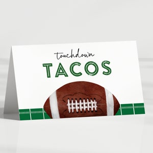 Football Birthday Tent Cards, Football Party Food Labels, First Down Birthday - Place card, Buffet Cards, Folded - EDITABLE template - DIY
