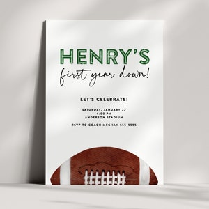 1st Birthday Football Invitation - Football Party Invitation, Boy First Birthday Invitation, Digital Invite, Printable, Editable Template