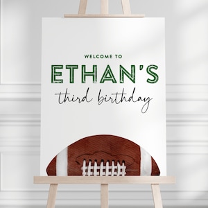 Letrero de cumpleaños de fútbol - Letrero de bienvenida para fiesta de fútbol - Letrero de caballete para fiesta de cumpleaños de fútbol - Plantilla EDITABLE - Hazlo tú mismo