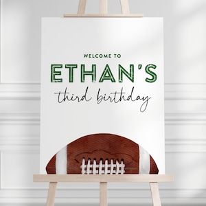 Football Birthday Sign - Football Party Welcome Sign - Football Birthday Party - First Year Down Easel Sign - EDITABLE Template - DIY