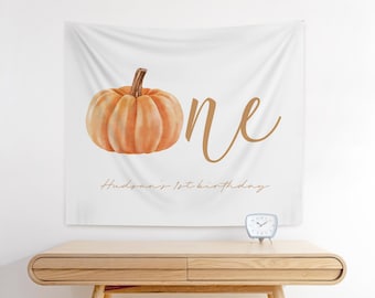 Pompoen eerste verjaardagsfeestje achtergrond, Pumpkin is ONE - Pumpkin Party Decorations - banner herfst 1e verjaardag - gratis verzending VS