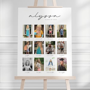 Graduation Photo Template, Through the Years Photo Collage Sign, School Pictures, Class of 2024, Photo Board, Instant Download, EDITABLE image 2