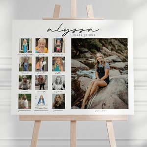 Graduation Photo Template, Through the Years Photo Collage Sign, School Pictures, Class of 2025, Photo Board, Instant Download, EDITABLE