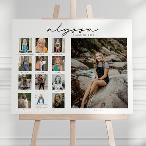 Graduation Photo Template, Through the Years Photo Collage Sign, School Pictures, Class of 2024, Photo Board, Instant Download, EDITABLE