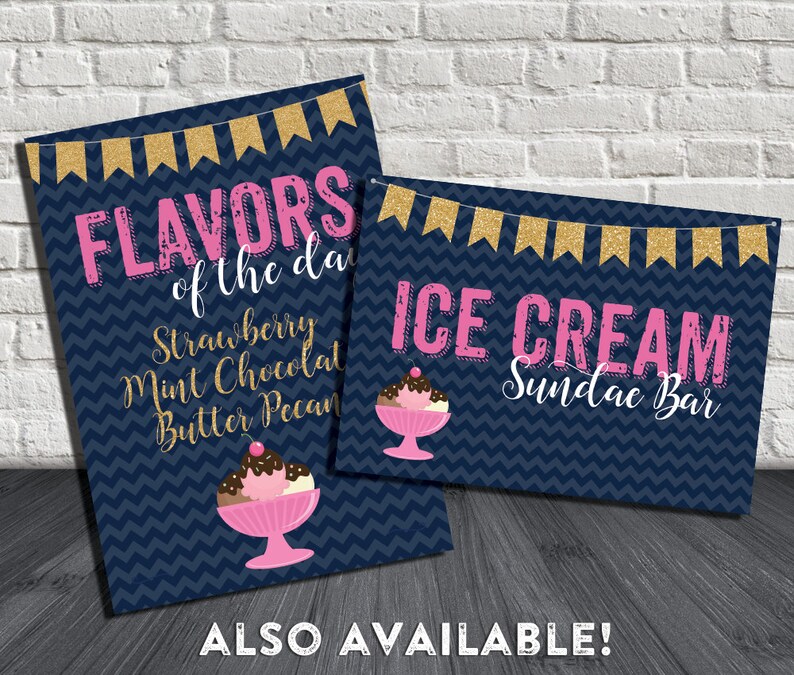 Food Label Tent Cards 8 itemscards Navy Blue Chevron PRINTABLEDIGITAL Choose Folded Tent or Flat Label Pink Glitter Gold