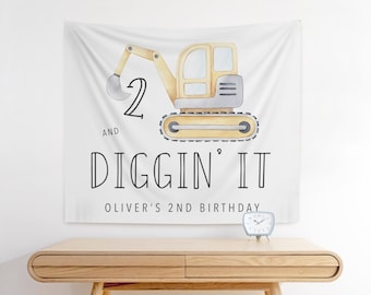 Construction Party Backdrop, Diggin It Backdrop, Construction Party Decoration, Construction Birthday Banner