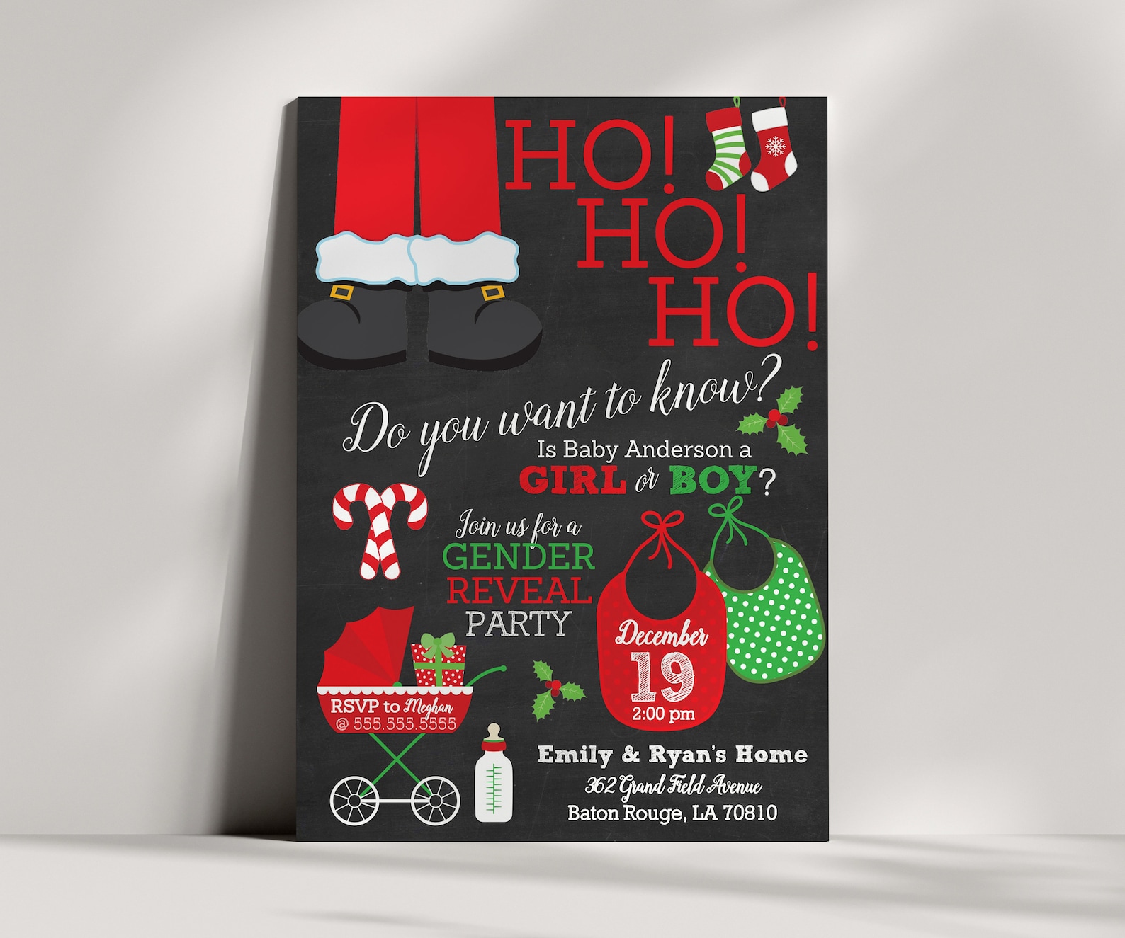 Christmas Gender Reveal Party - Holiday Gender Reveal Party Invitation ...