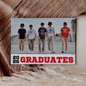 Joint Graduation Party Invitation for 3, 4 or 5 Person - Joint Grad Party Invite for Guys, Friends, Editable CANVA Template, Masculine