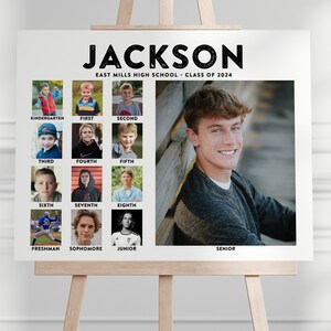 Graduation Photo Template, Through the Years Photo Collage Sign, School Pictures, Class of 2025, Photo Board, Instant Download, EDITABLE