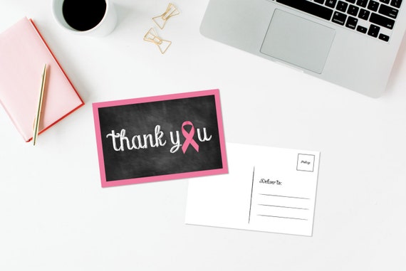 Breast Cancer Awareness Thank You Postcard - Digital - You Print - INSTANT DOWNLOAD Il_570xn