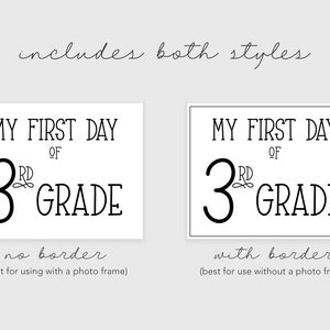 My First Day of School Sign Preschool through High School Printable Minimalist Black and White Set of 14 signs INSTANT DOWNLOAD image 5