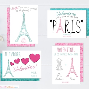 París San Valentín - Torre Eiffel San Valentín - EDITABLE - Aula San Valentín para niñas - Francés - Femenino - Adolescente - Plantilla DIY