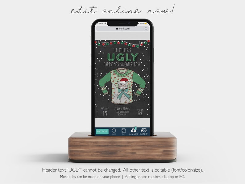 Ugly Sweater Invite - Ugly Christmas Sweater Party Invitation - Ugliest Sweater Holiday Contest - Digital Text or Print - Editable Template image 3