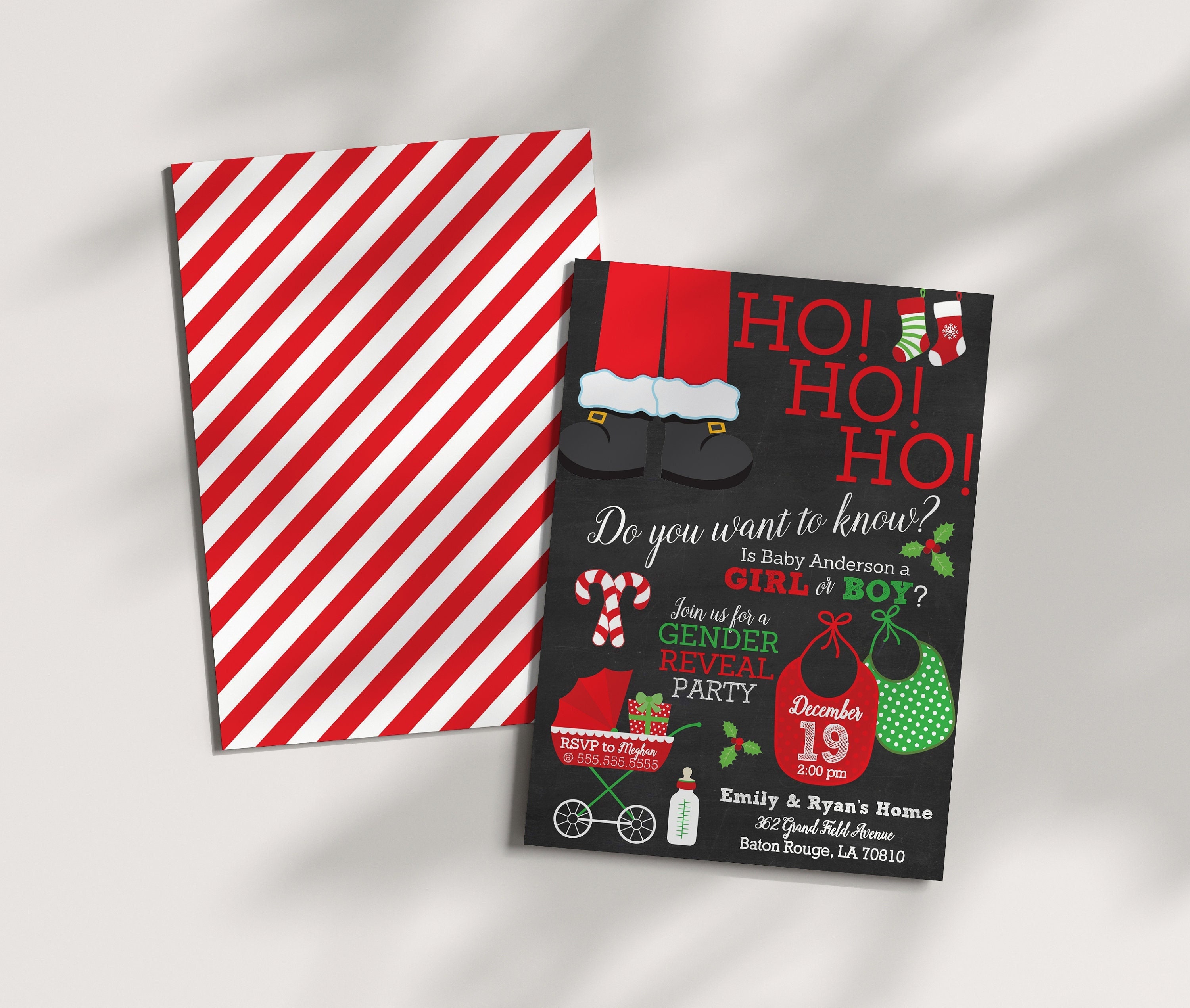 Christmas Gender Reveal Party - Holiday Gender Reveal Party Invitation ...