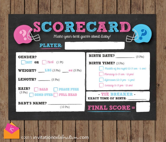 football scorecard baby predictions game contest football scorecard