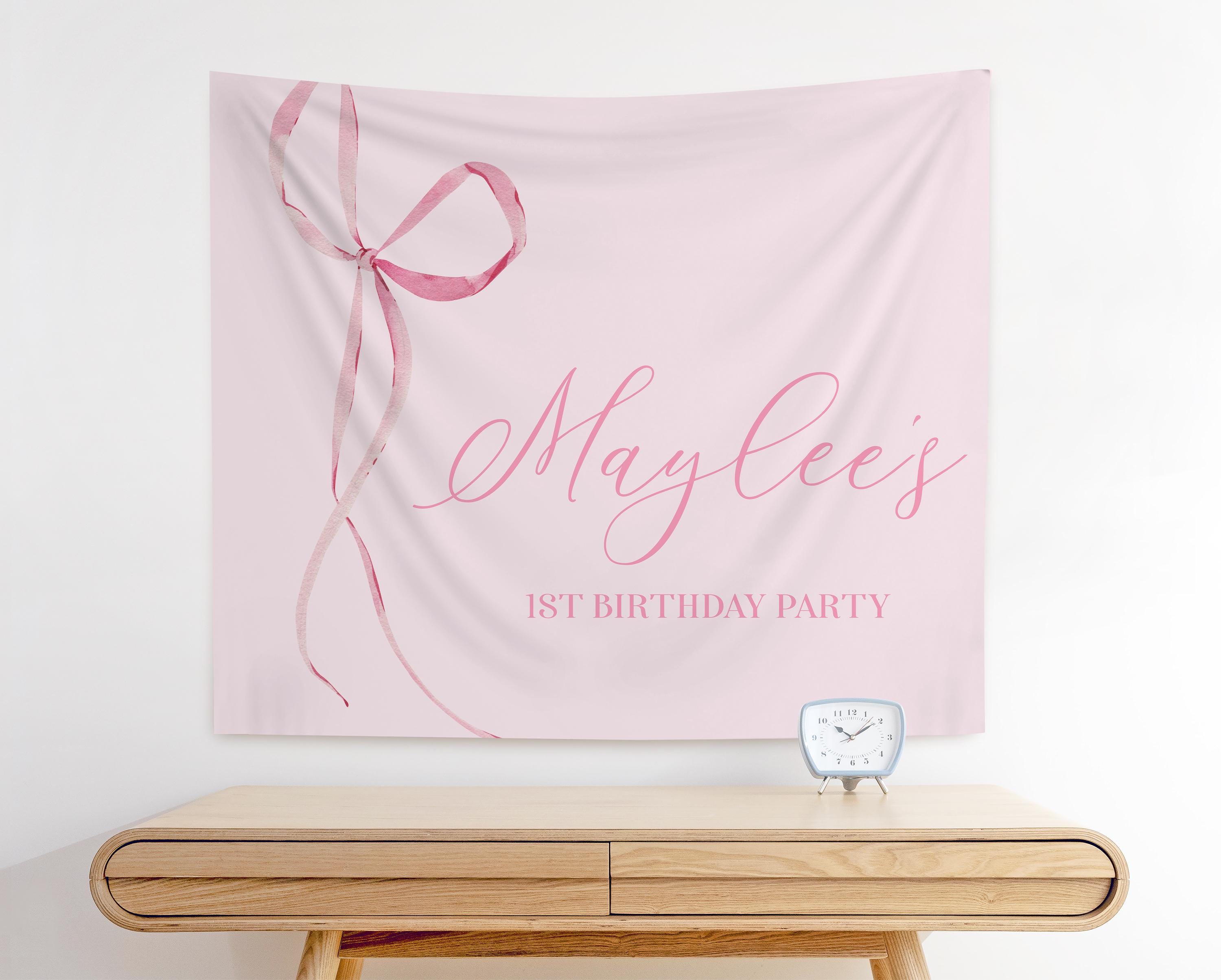 Neyeidru Decorazioni Di Compleanno Con Fiocco Rosa – Striscione E 10 Vortici, Per Festa Per Ragazze - 2