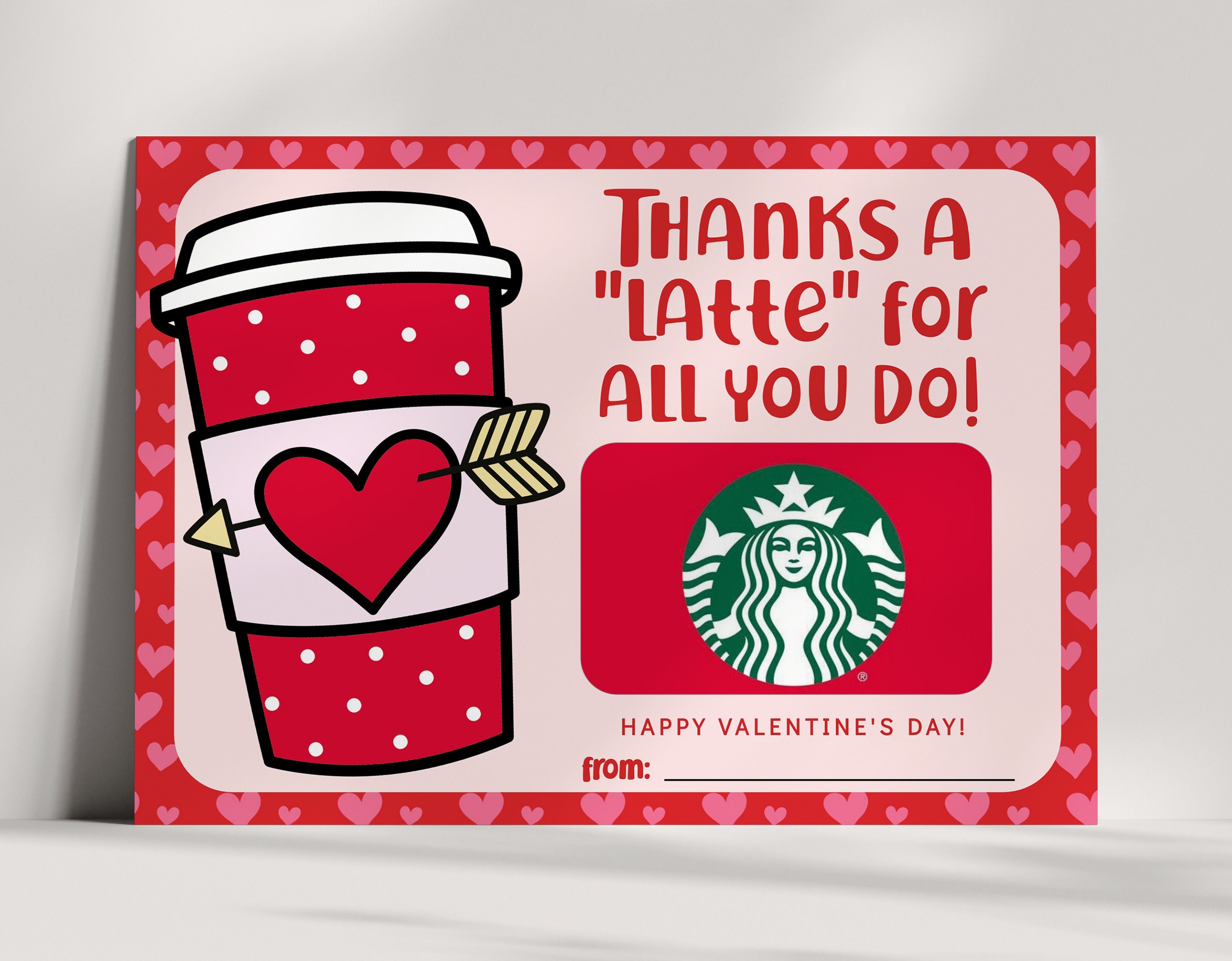 Coffee Gift Card Holder - Happy Valentines Day - Printable