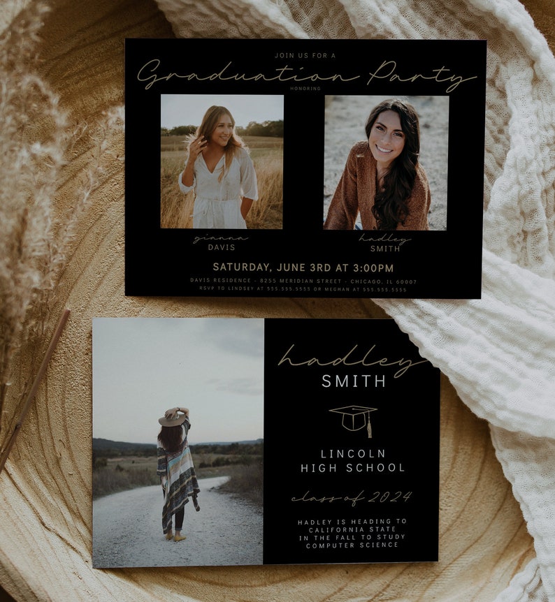 Joint Graduation Party Invitation - Two Person Grad Party Invite ...