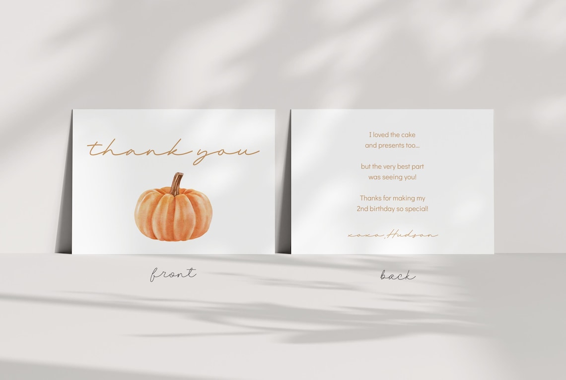 Pumpkin Thank You Card - Our Little Pumpkin, Editable Fall Thank You ...
