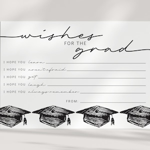 Hinweiskarten - Abschlussfeier - Wünsche für den grad - Hoffnung - DRUCKBAR - Tag der offenen Tür - Schwarz und Weiß - Minimalistisch - INSTANT DOWNLOAD