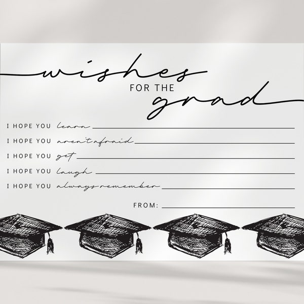 Advice Cards - Graduation Party - Wishes for the Grad - Hope - PRINTABLE - Open House - Black and White - Minimalist - INSTANT DOWNLOAD