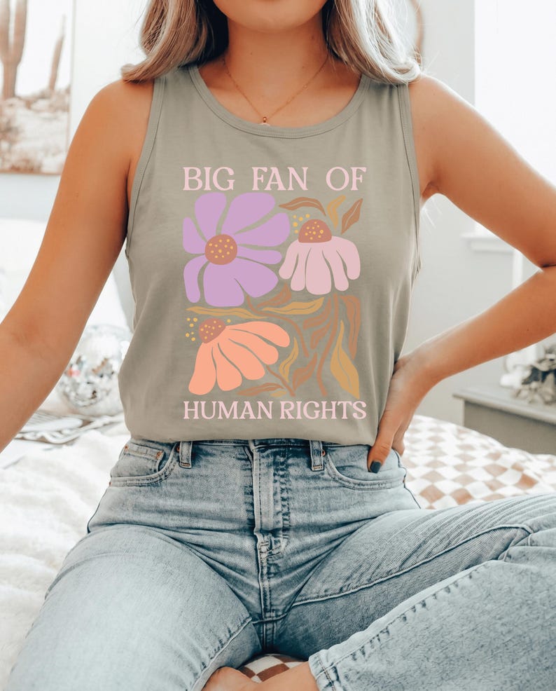 Big Fan of Human Rights Tank Top, Human Rights Tank, Progressive Summer Shirt, Anti-Trump Tank Top image 3