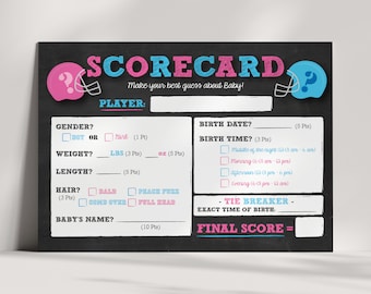 Fußball Scorecard - Baby Vorhersagen Spiel - Wettbewerb - Gender Reveal Partyspiel - PRINTABLE - INSTANT DOWNLOAD