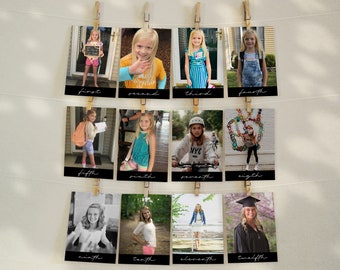 Graduation Photo Banner, Through the Years Photo Garland PRINTABLE, School Pictures, Class of 2023, DIY, EDITABLE Template
