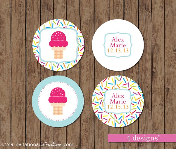 Ice Cream Sprinkle Favor Tags - Cupcake Toppers - Stickers - Labels - PRINTABLE - Baby Il_570xn