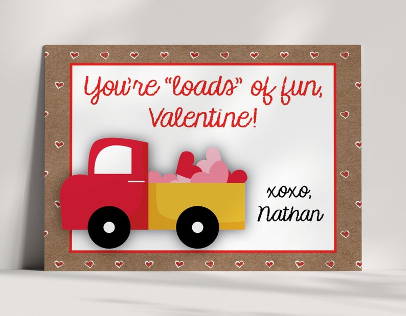 Boy Valentine Cards PRINTABLE Construction Monster Truck - Etsy