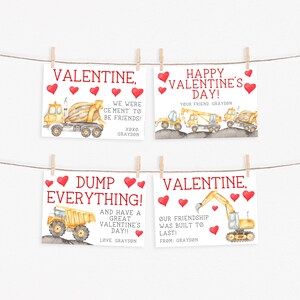 Cartes de construction de la Saint-Valentin - imprimables - camion de construction Saint-Valentin, salle de classe garçon - préscolaire Saint-Valentin - modèle modifiable - bricolage