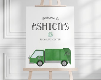 Müllauto Geburtstagsschild - Recycling - Müllauto Geburtstagsparty - Willkommensschild - Eingangsschild - Wanddekoration - EDITIERBAR - DIY