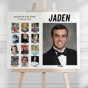Graduation Photo Template, Through the Years Photo Collage Sign, School Pictures, Class of 2025, Photo Board, Instant Download, EDITABLE