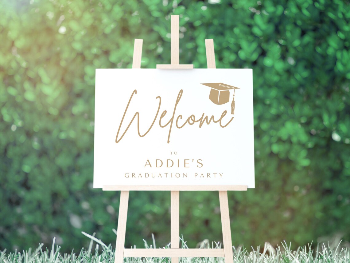 Graduation Welcome Sign, Canva Template, Editable Grad Party Sign ...