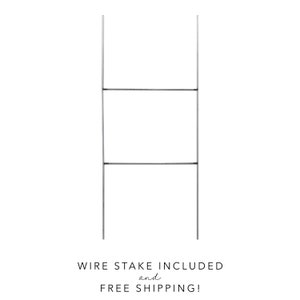 May include: A silver metal sign holder with two horizontal bars. The sign holder is designed to hold a sign or poster.  Wire stake included and free shipping!