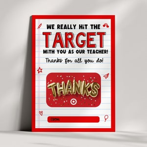 Teacher Target Gift Card Holder - Teacher Appreciation - Teacher Thank You - Teacher Gift - Hit the Target - Printable - INSTANT DOWNLOAD