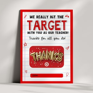 Teacher Target Gift Card Holder - Teacher Appreciation - Teacher Thank You - Teacher Gift - Hit the Target - Printable - INSTANT DOWNLOAD