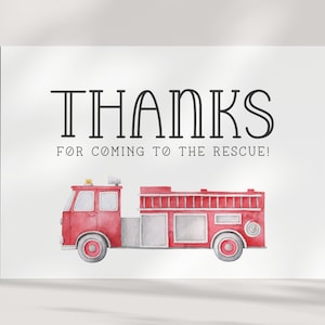 Feuerwehrmann Geburtstagsparty Dankeskarte - 10x15 Postkarte - DIY - EDIT YOURSELF