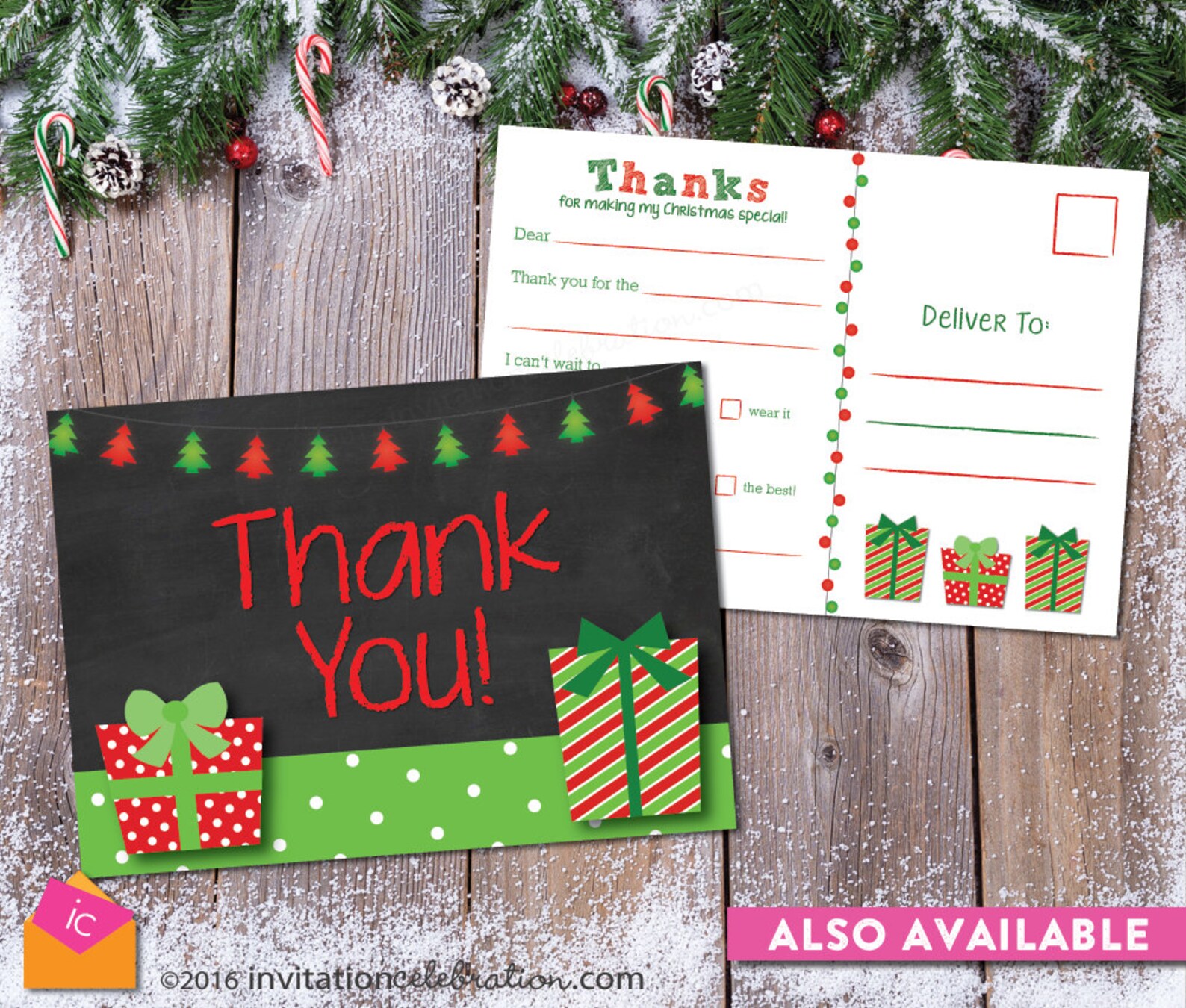 Kids Christmas Thank You Post Card - Coloring Page - PRINTABLE - Fill ...