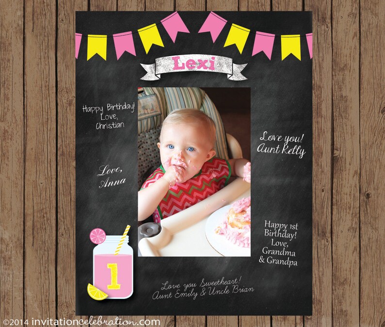 Birthday Signature Mat Wishes Guest Book Frame Pink Image 0