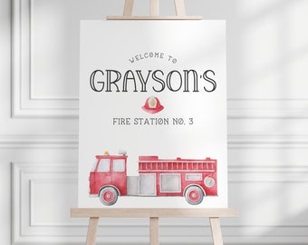 JOINPAYA 3sets Bandiere Per Compleanno Fire Truck Decorazioni Festive Per Feste Di Compleanno Con Motivo Camion Dei Pompieri Rosso