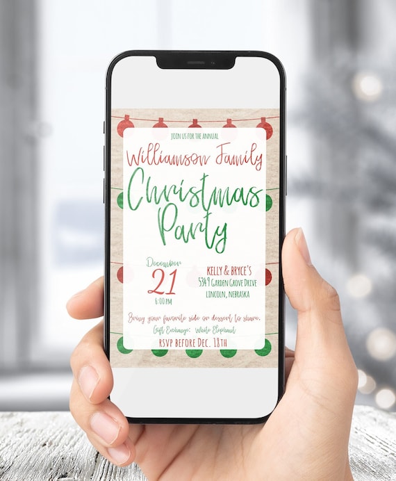 Digital Christmas Invitation - Text - Holiday Party - Email - Print - Editable - Instant Access - Family Christmas Party - Easy - Edit Now! Il_570xn